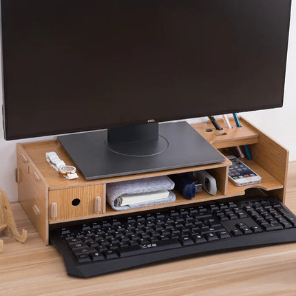 Houten Computerstandaard & Bureau Organizer