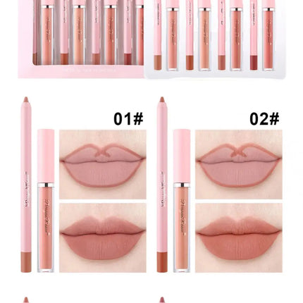 4-delige lipgloss- en liplinerpenset
