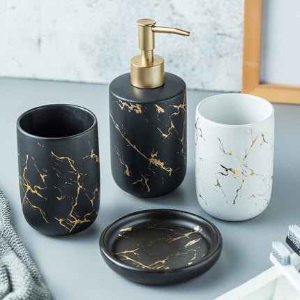 Luxe Keramische Badkamer Set met Marmerpatroon