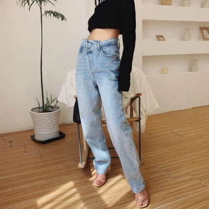 Losse asymmetrische denimbroek