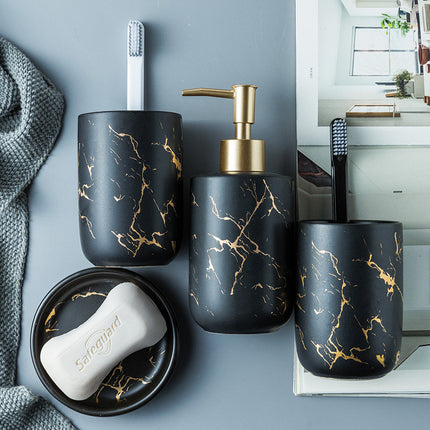 Luxe Keramische Badkamer Set met Marmerpatroon