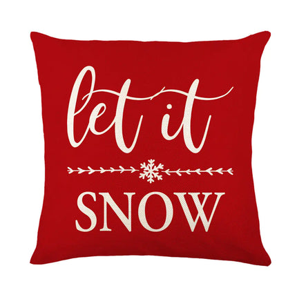 Festive Linen Christmas Pillow Cover