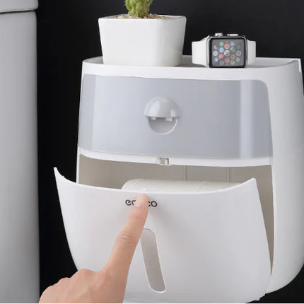 2-in-1 Tissue Box Houder met Opbergplank