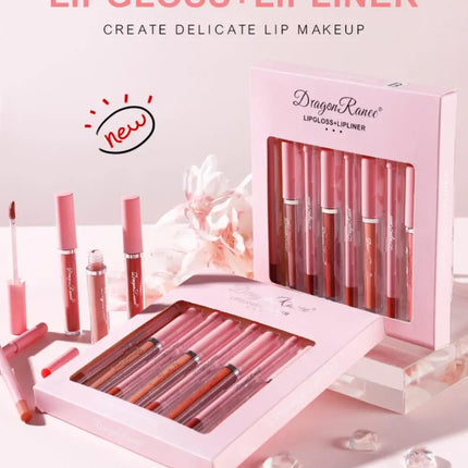 4-delige lipgloss- en liplinerpenset