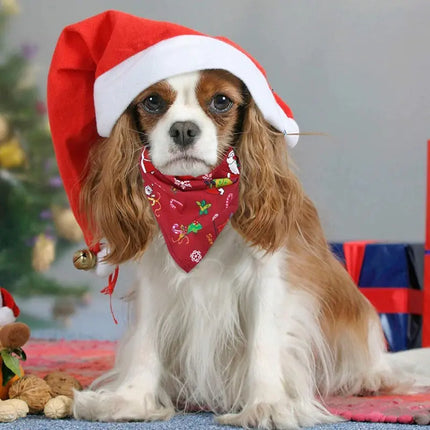 Christmas Print Triangle Scarf for Dogs