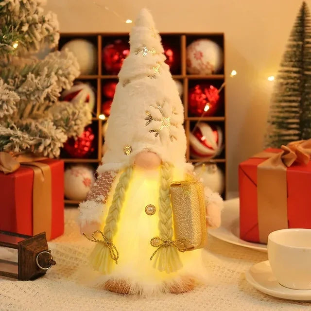 Kerstpop Elf Pailletten Kabouter Met Led-Licht