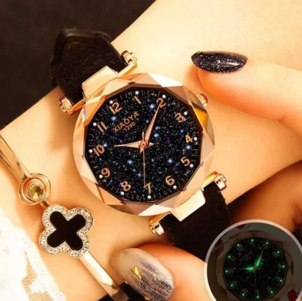 Premium leren sterrenhemelhorloge