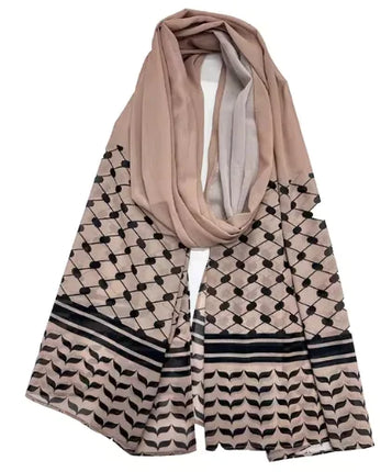 Chiffon Sjaal met Kuffiyeh Print – Elegant & Lichtgewicht