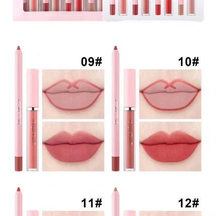 4-delige lipgloss- en liplinerpenset