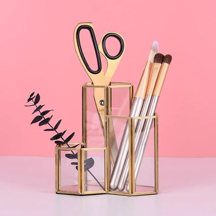 Nordic Creative Transparent Glass Desktop Organizer
