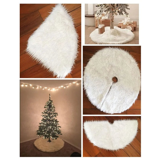 Ronde witte pluche kerstboomrok