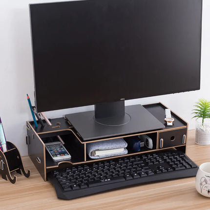 Houten Computerstandaard & Bureau Organizer