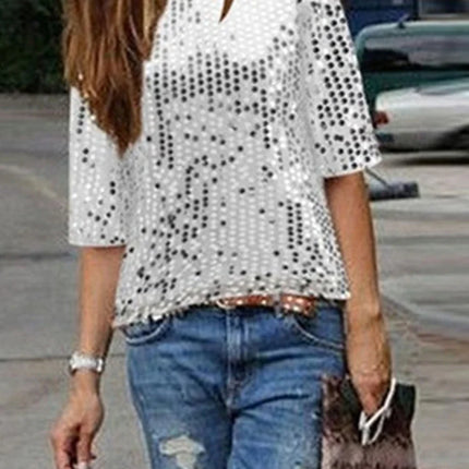 Glitter Vibe Casual T-shirt met pailletten