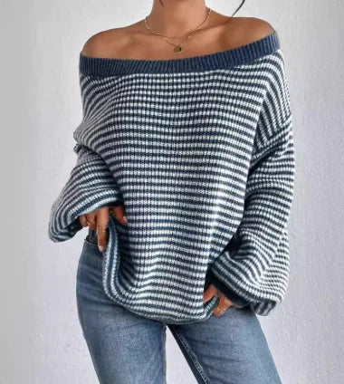 Off-Shoulder Colourblock Trui