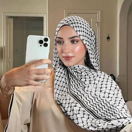 Vrouwen Sjaal Plaid Print Hijab