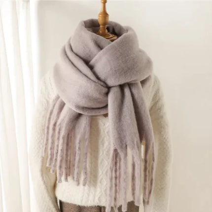 Mohair Winter Sjaal met Franjes – Stijlvol Comfortabel