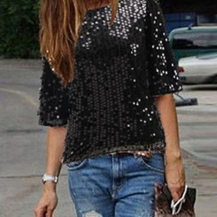 Glitter Vibe Casual T-shirt met pailletten