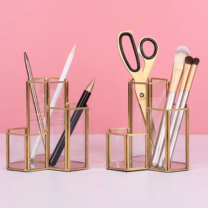 Nordic Creative Transparent Glass Desktop Organizer