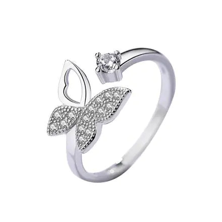 Zilveren vlinder ring