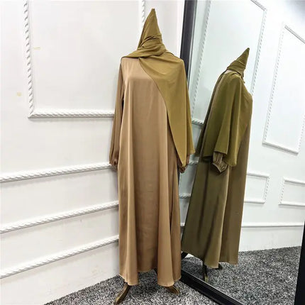 Lange Abaya Jurk met Hoofddoek voor Vrouwen