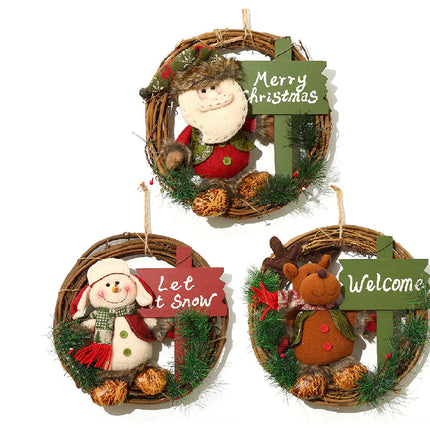 Creative Christmas Santa Snowman Wreath Decorations