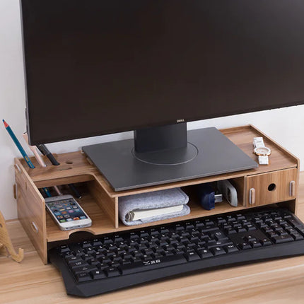 Houten Computerstandaard & Bureau Organizer