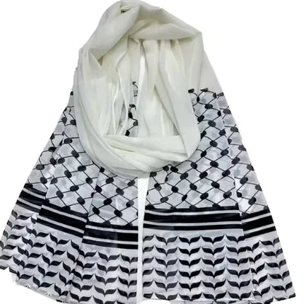 Chiffon Sjaal met Kuffiyeh Print – Elegant & Lichtgewicht