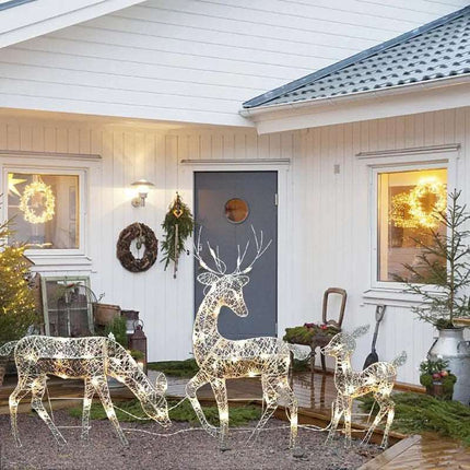 3 stuks kerst smeedijzeren herten LED-licht gloeiend