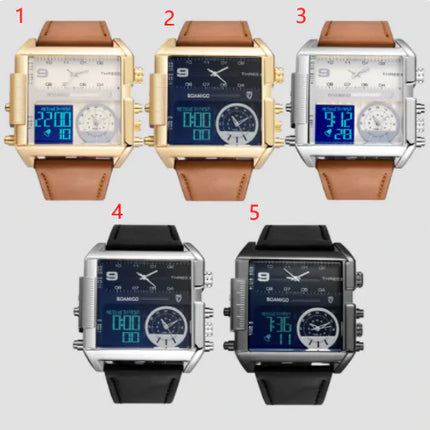 Luxe Sport Vierkant Leren Horloge