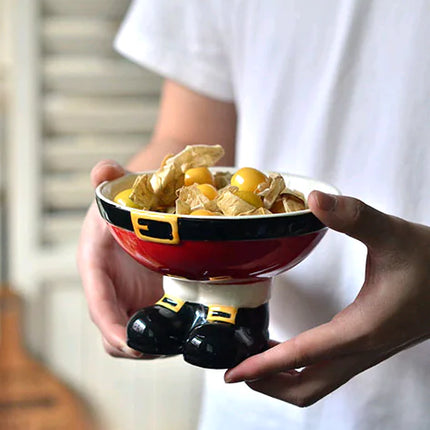 Handmade Ceramic Christmas Santa Fruit Bowl