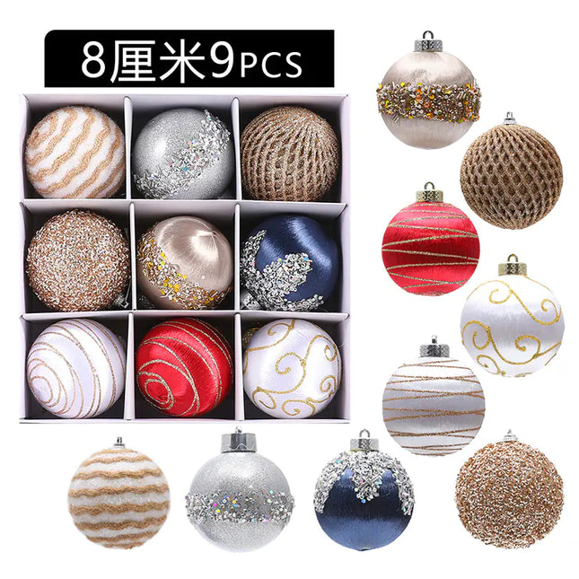 8cm Christmas Foam Balls (9pcs) for Tree Decor