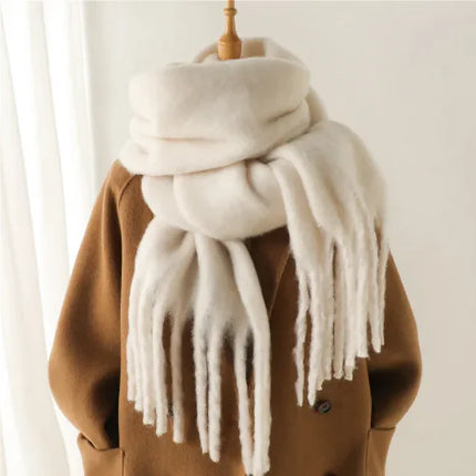 Mohair Winter Sjaal met Franjes – Stijlvol Comfortabel