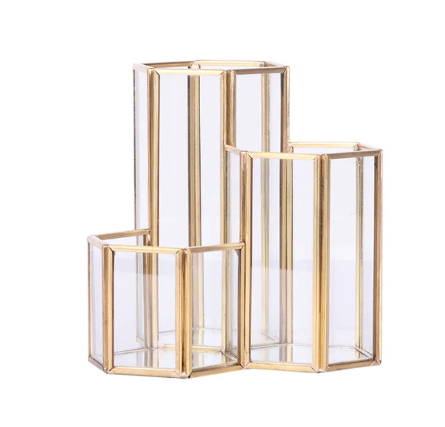 Nordic Creative Transparent Glass Desktop Organizer
