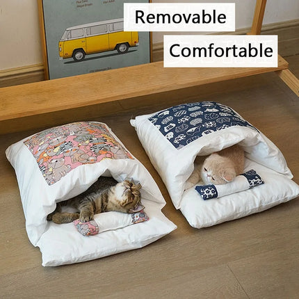 Afneembaar kattenhuis met bed