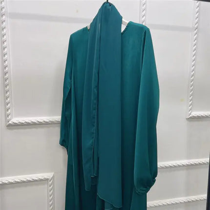 Lange Abaya Jurk met Hoofddoek voor Vrouwen