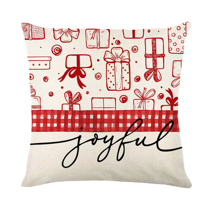 Festive Linen Christmas Pillow Cover