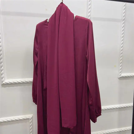 Lange Abaya Jurk met Hoofddoek voor Vrouwen