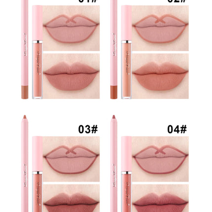 4-delige lipgloss- en liplinerpenset