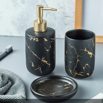 Luxe Keramische Badkamer Set met Marmerpatroon