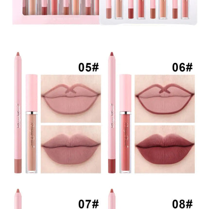 4-delige lipgloss- en liplinerpenset