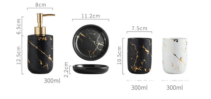 Luxe Keramische Badkamer Set met Marmerpatroon