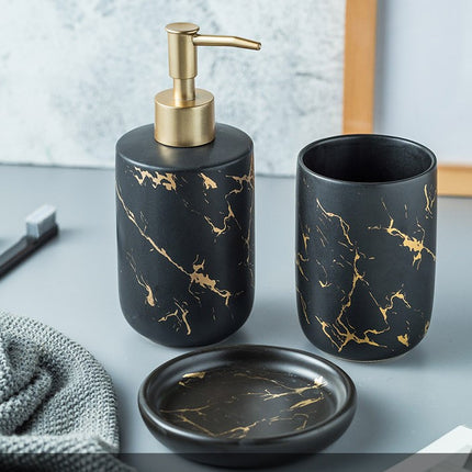 Luxe Keramische Badkamer Set met Marmerpatroon