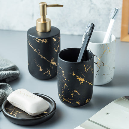 Luxe Keramische Badkamer Set met Marmerpatroon