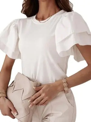 "Chic Office Blouse met Effen O-hals – Elegante en Stijlvolle Basic"