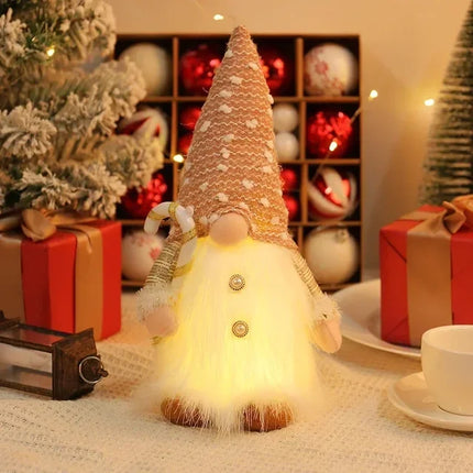 Kerstpop Elf Pailletten Kabouter Met Led-Licht