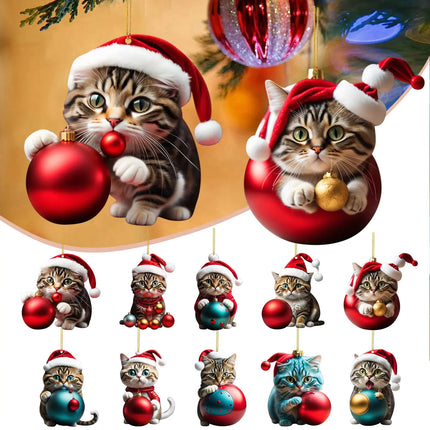 Schattige katten kerstversieringen