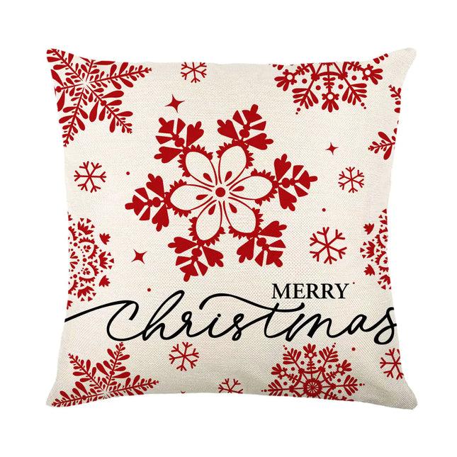 Festive Linen Christmas Pillow Cover