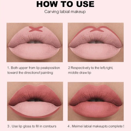 4-delige lipgloss- en liplinerpenset