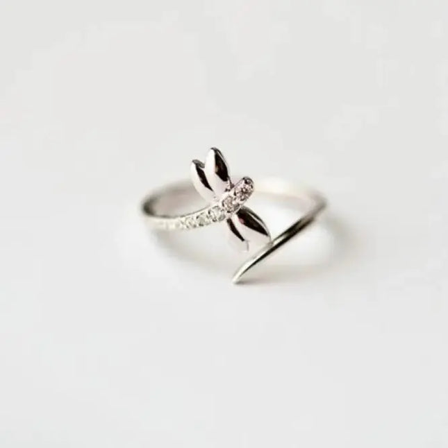 Zilveren libelle ring