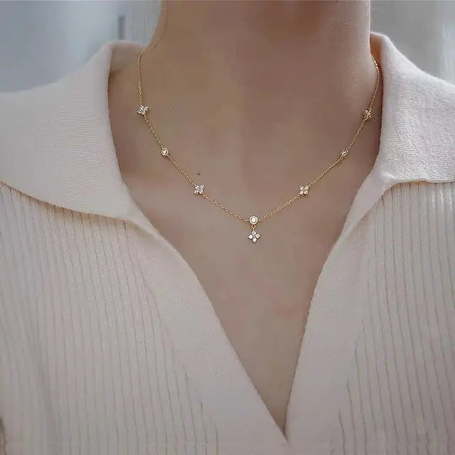 Klaverbloem ketting zirkonia